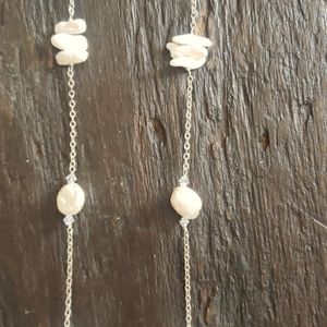 NWOT Silver Stone Pearls Adjustable Necklace